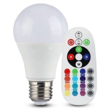 LED RGB Reguliuojama lemputė A60 E27/8,5W/230V 3000K + valdymo pultas